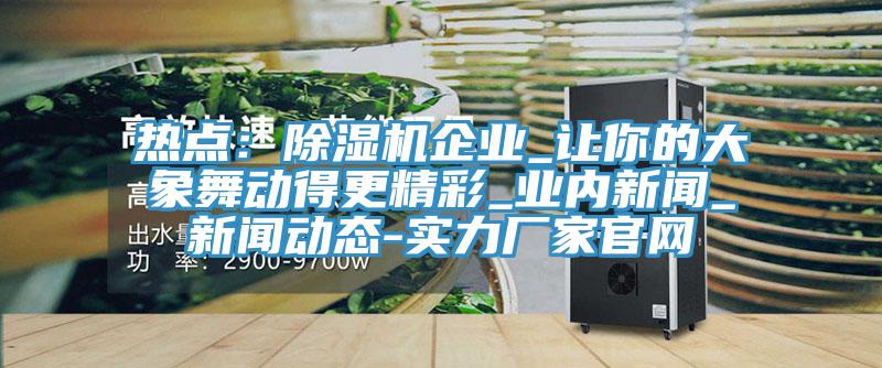 熱點:除濕機企業(yè)_讓你的大象舞動得更精彩_業(yè)內新聞_新聞動態(tài)-實力廠家官網
